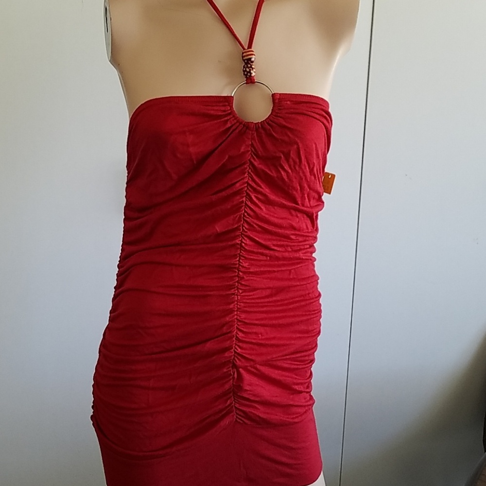 Red Halter bodycon dress\tunic  S M L - Picture 5 of 5